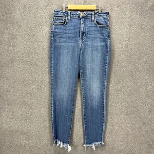 LTJ Denim Jeans Womens 29 Blue Verona raw hem skinny‎ 28" x 24" Stretch made USA